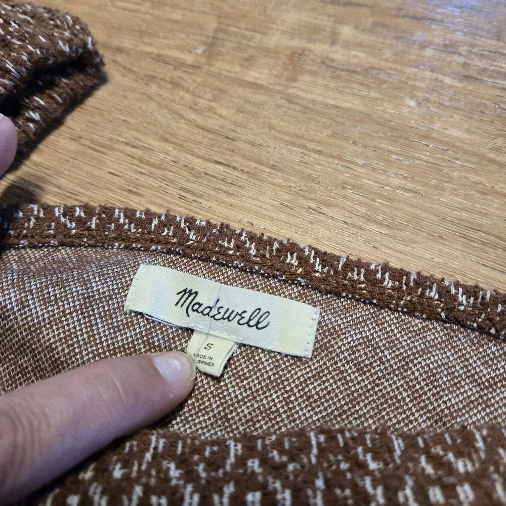 Madewell Brown Diamond Pattern Long Sleeve Blouse Size Small
